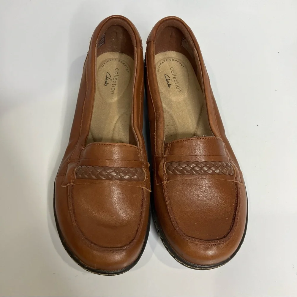 Clarks brown leather loafers slip‎ on loafers business casual comfort women’s 7